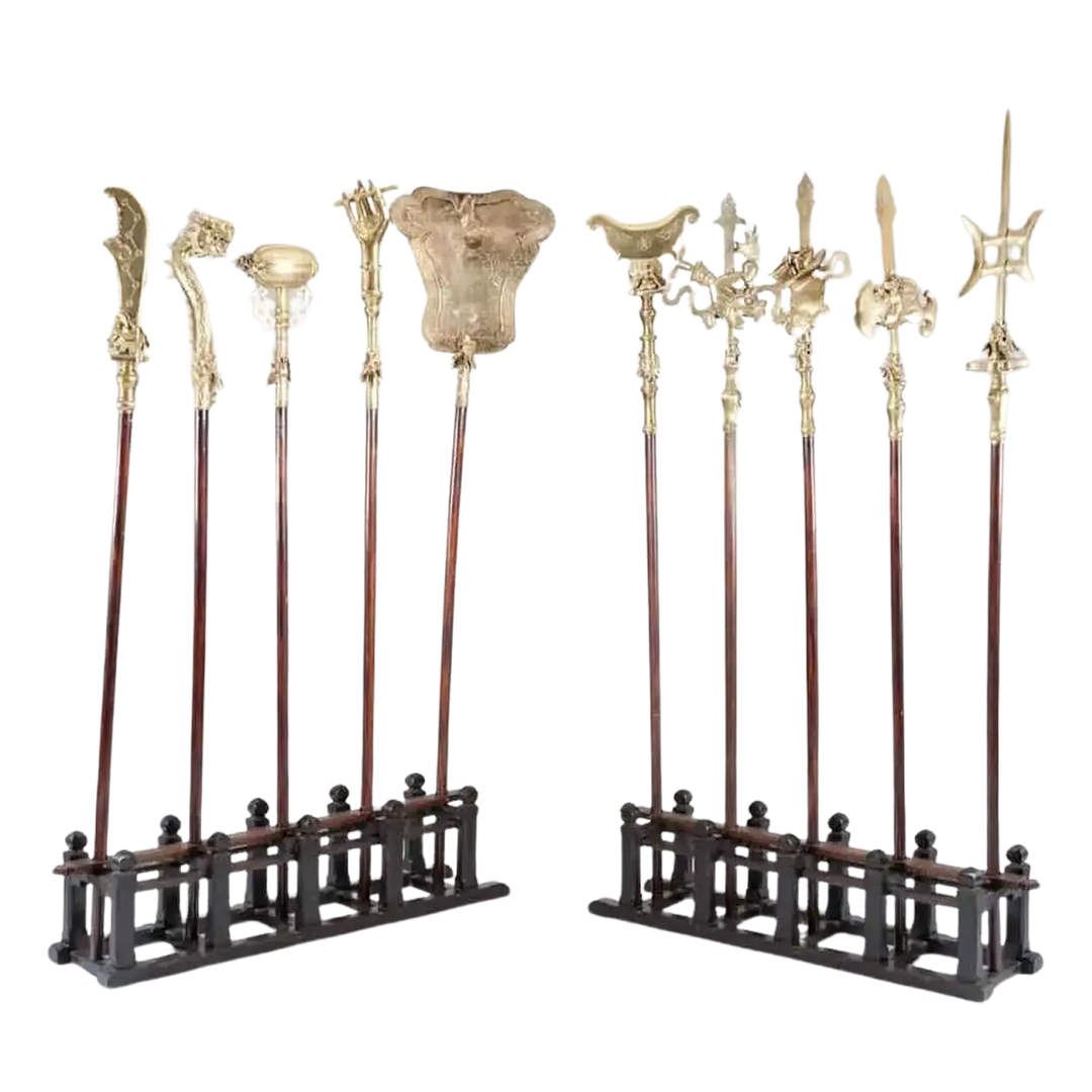 10 Chinese Qing Dynasty Bronze Ceremonial Polearms