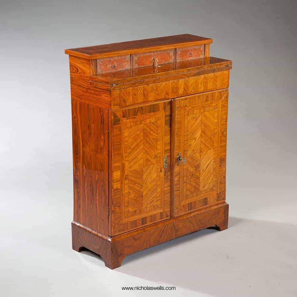 A Narrow walnut Side Cabinet Secretaire