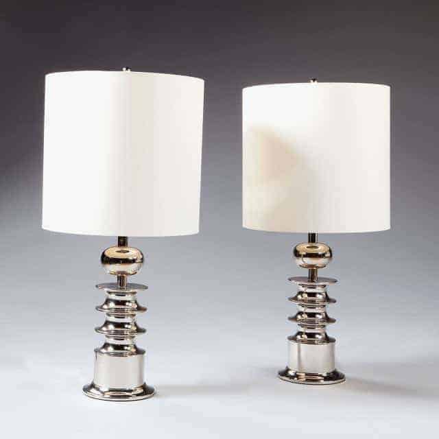Pair Of Italian Chrome Vintage Table Lamps