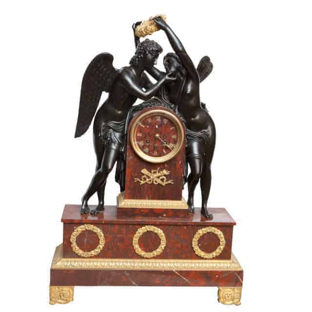 A Pendulum Clock Showing Psyche Crowning Cupid