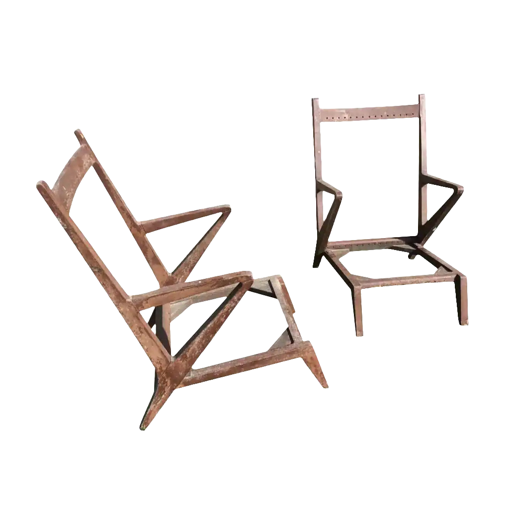 Pair Of Chandigarh Chairs – An unusual model possibly by Jeanneret