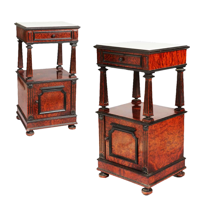 Pair of Continental Burr Thuya Bedside Cabinets