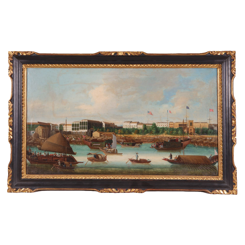 View of the Hongs at Canton Painting | Oil on Canvas