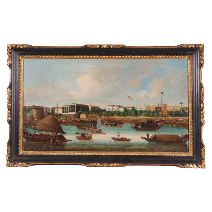 View of the Hongs at Canton Painting | Oil on Canvas