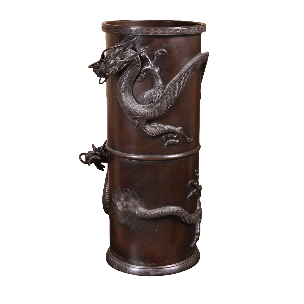Japanese Meiji Bronze Dragon Stick Stand
