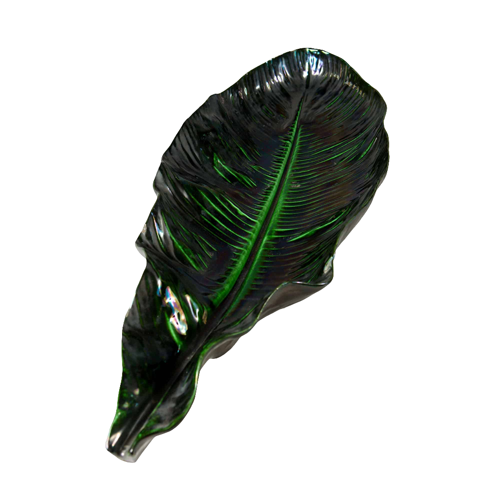 Vivid Green Lustrous Ceramic Banana Leaf
