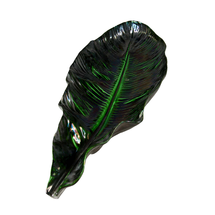 Vivid Green Lustrous Ceramic Banana Leaf