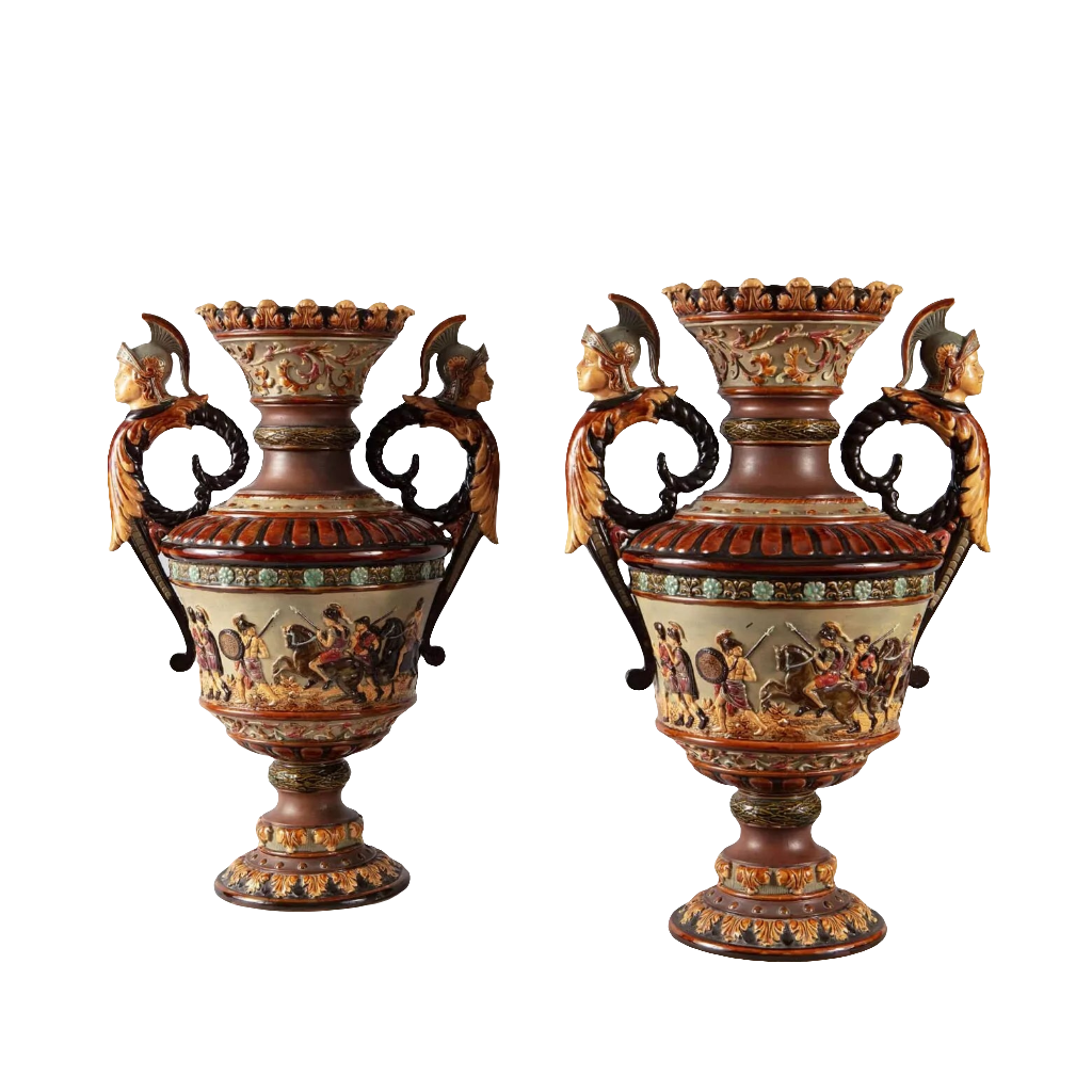 A pair of Romantic Bohemian Neo-classical vases
