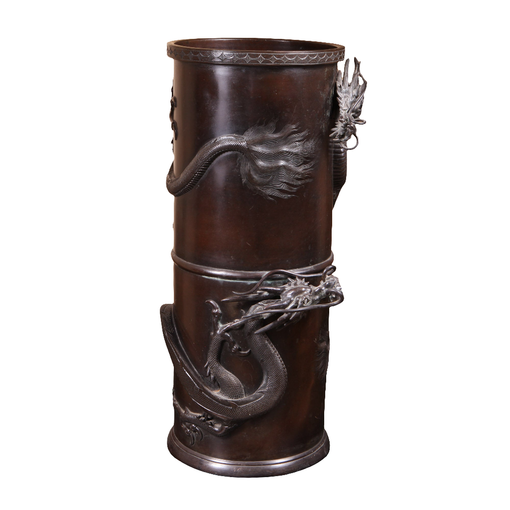 Japanese Meiji Bronze Dragon Stick Stand