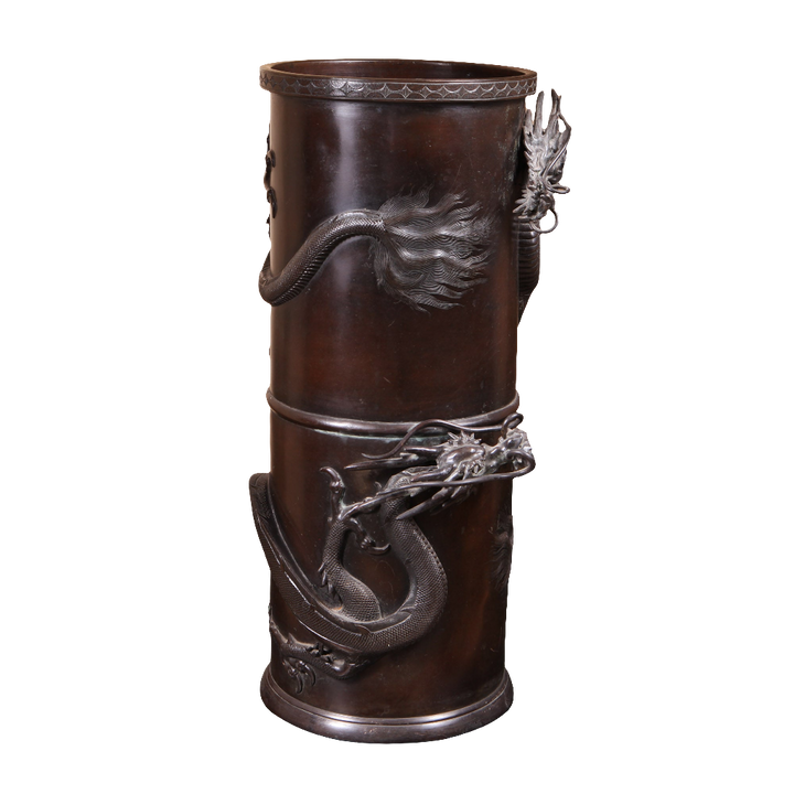 Japanese Meiji Bronze Dragon Stick Stand