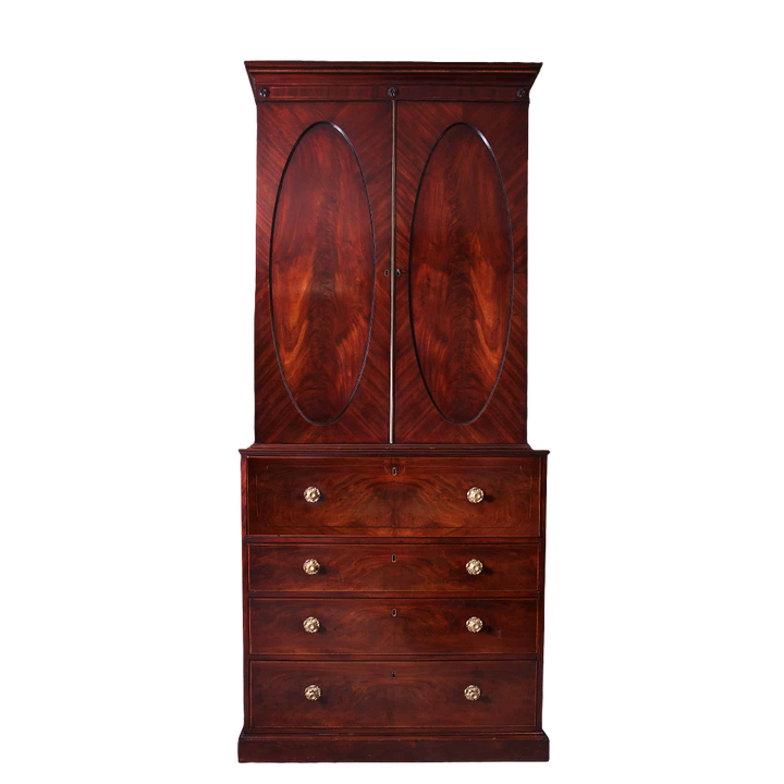 Narrow George III Hepplewhite Secretaire Bookcase