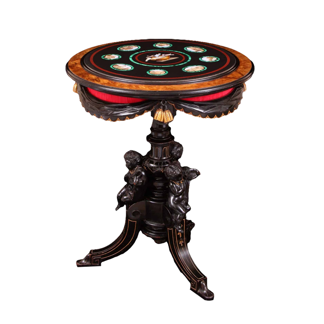Grand Tour Micro Mosaic Table Attributed to Cesare Roccheggiani featuring intricate 19th-century Italian micromosaic art.