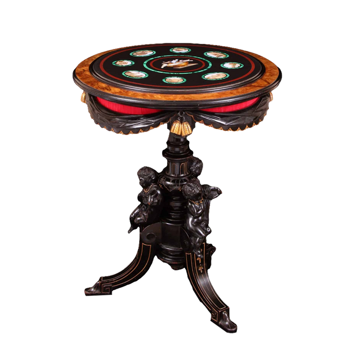 Grand Tour Micro Mosaic Table Attributed to Cesare Roccheggiani featuring intricate 19th-century Italian micromosaic art.