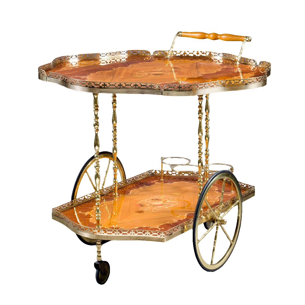 Mid 20th Century Brass Mounted Drinks Cart