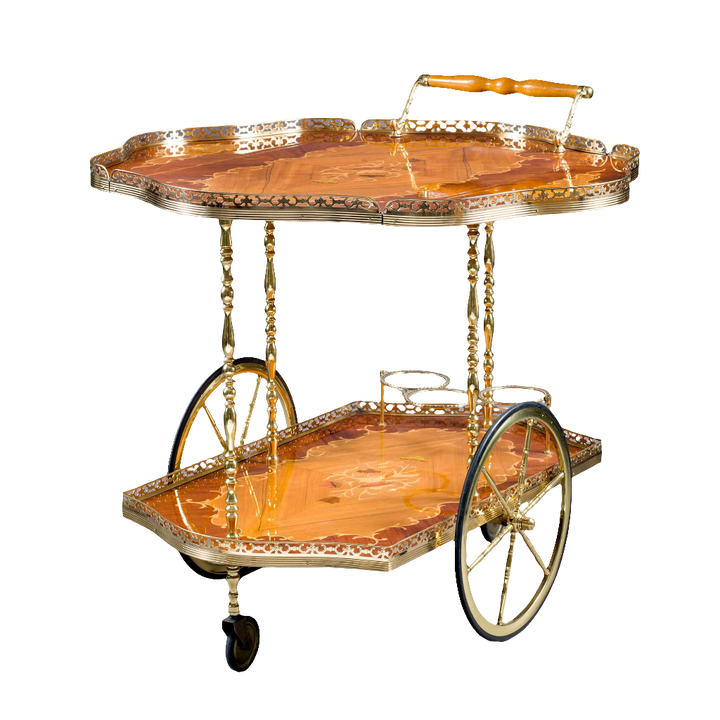 Mid 20th Century Brass Mounted Drinks Cart
