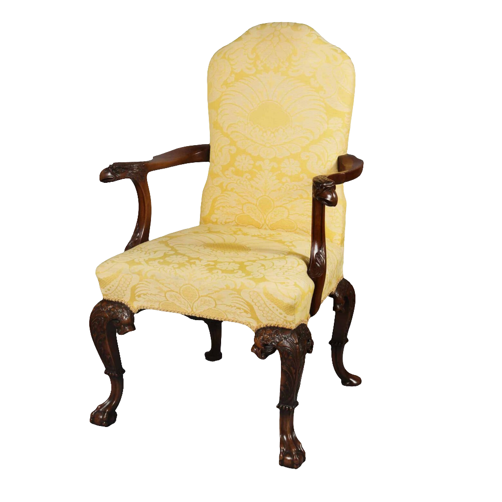 A walnut open armchair, George I style