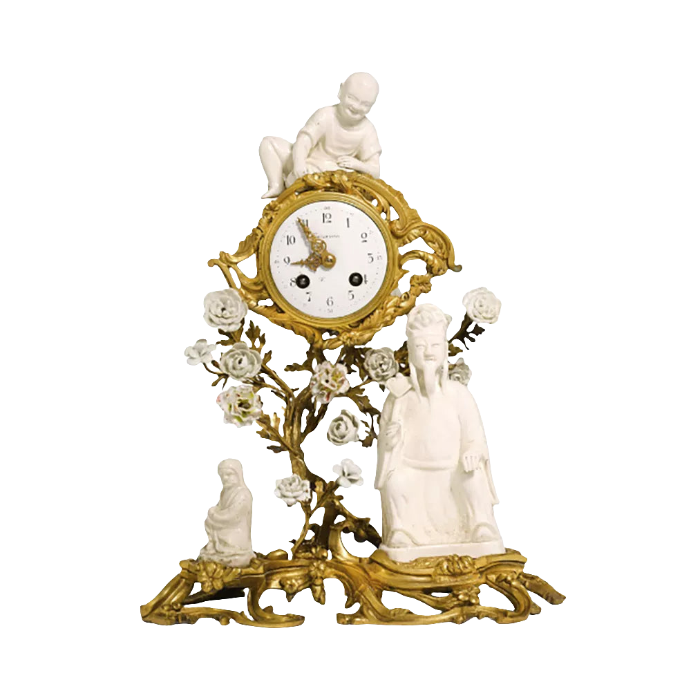 Chinoiserie Rococo Blanc de Chine Mantel Clock