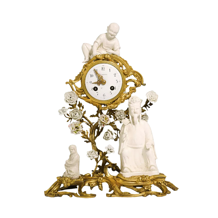 Chinoiserie Rococo Blanc de Chine Mantel Clock