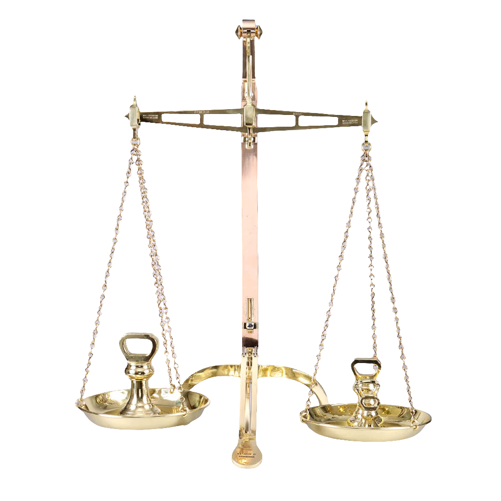 Set of W & T Avery 10 lb Bankers Balance Scales and Weights