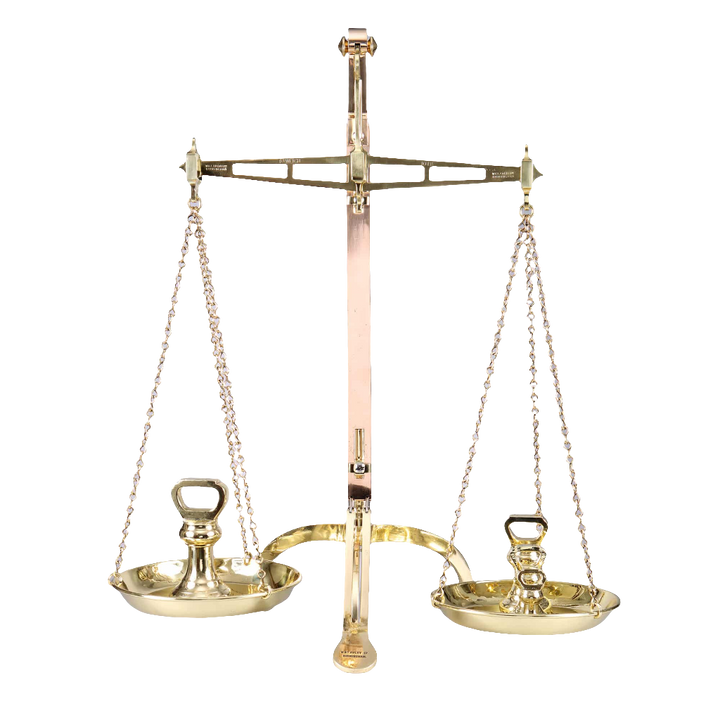 Set of W & T Avery 10 lb Bankers Balance Scales and Weights