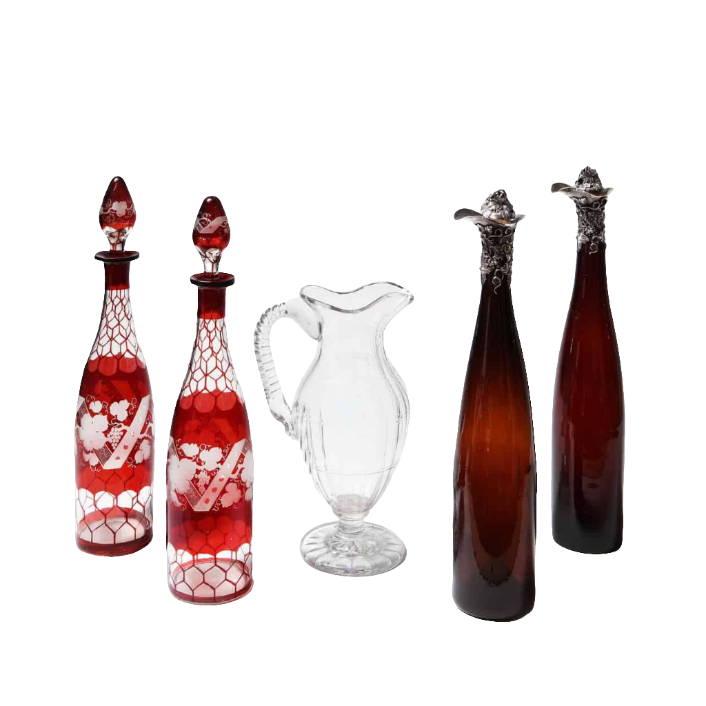 A Pair Of Silver Mounted 19Th C Bottles
