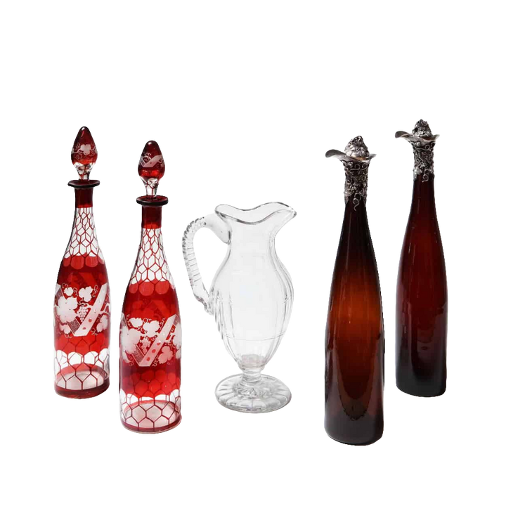 A Pair Of Silver Mounted 19Th C Bottles