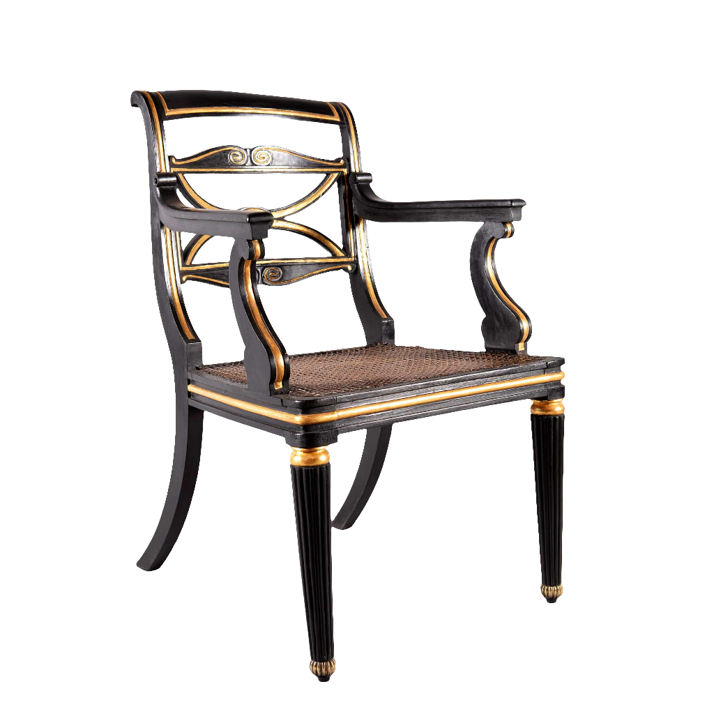 A pair of Regency parcel gilt armchairs