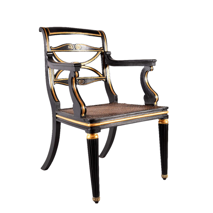 A pair of Regency parcel gilt armchairs
