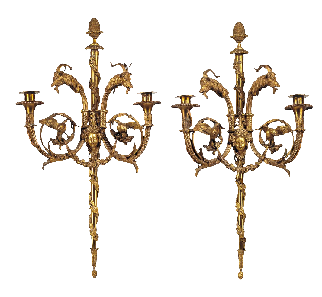 Pair of Neo-Classical Twin Branch Wall Lights