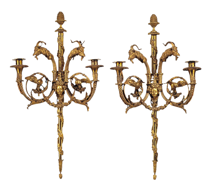Pair of Neo-Classical Twin Branch Wall Lights