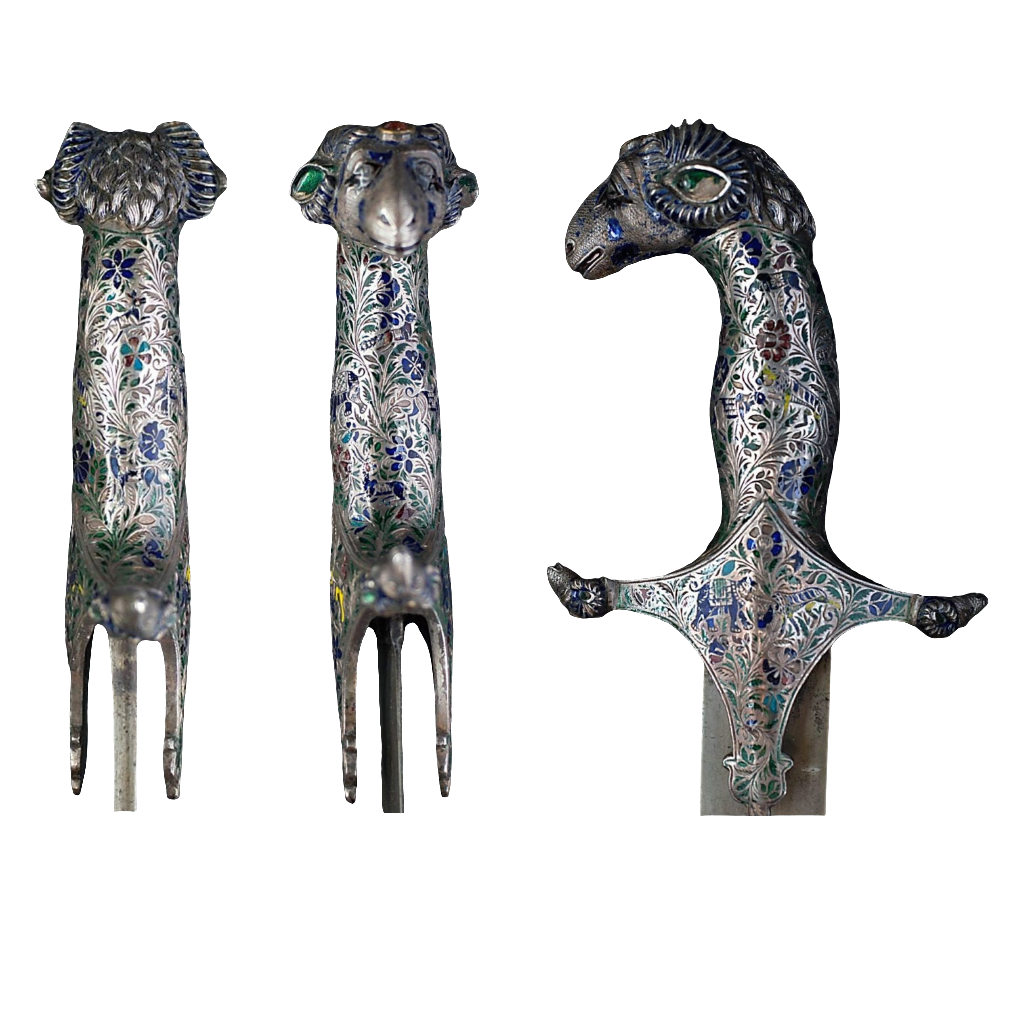 Indian shamshir with Lucknow enamel hilt