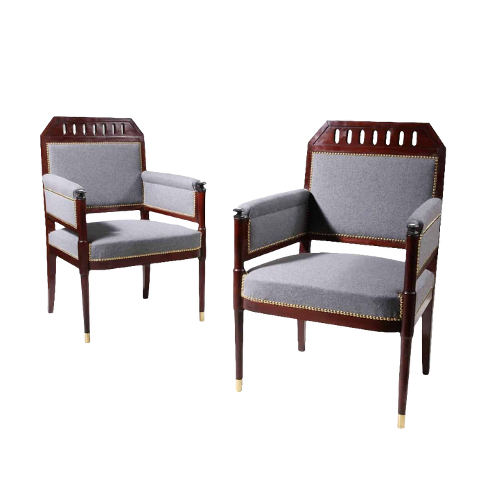A Pair of Early 19th Century Mahogany Bergere Armchairs