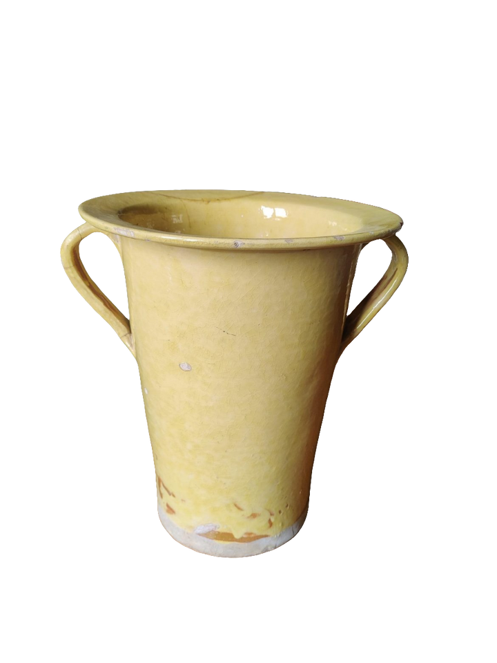 Large Yellow Two Handle Vase