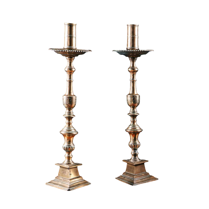 Pair of Bronze Gothic Candlesticks
