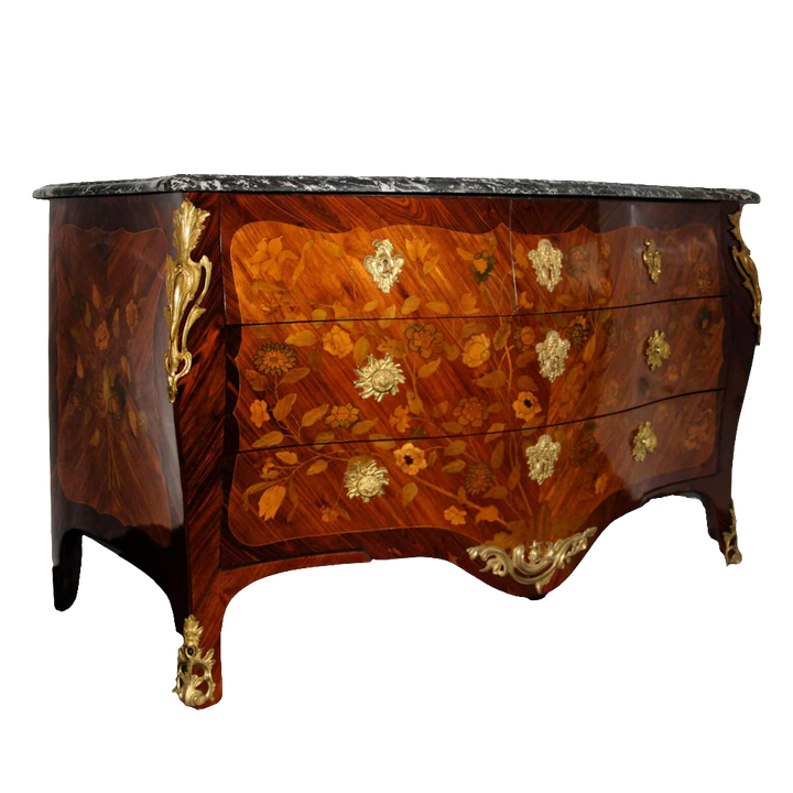 Important Louis XV Bombe Commode Stamped I B Hedouin