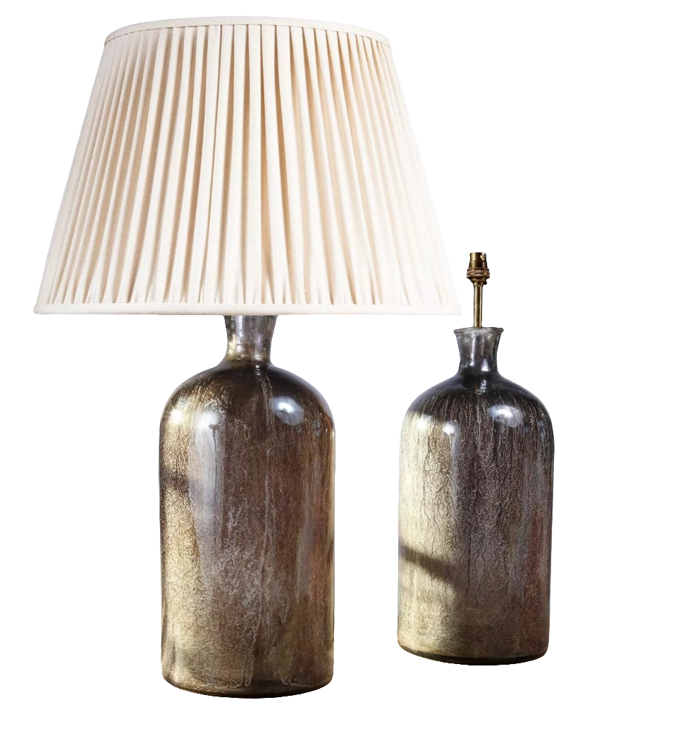 Large pair of decorative Eglomise Glass Jars at table lamps