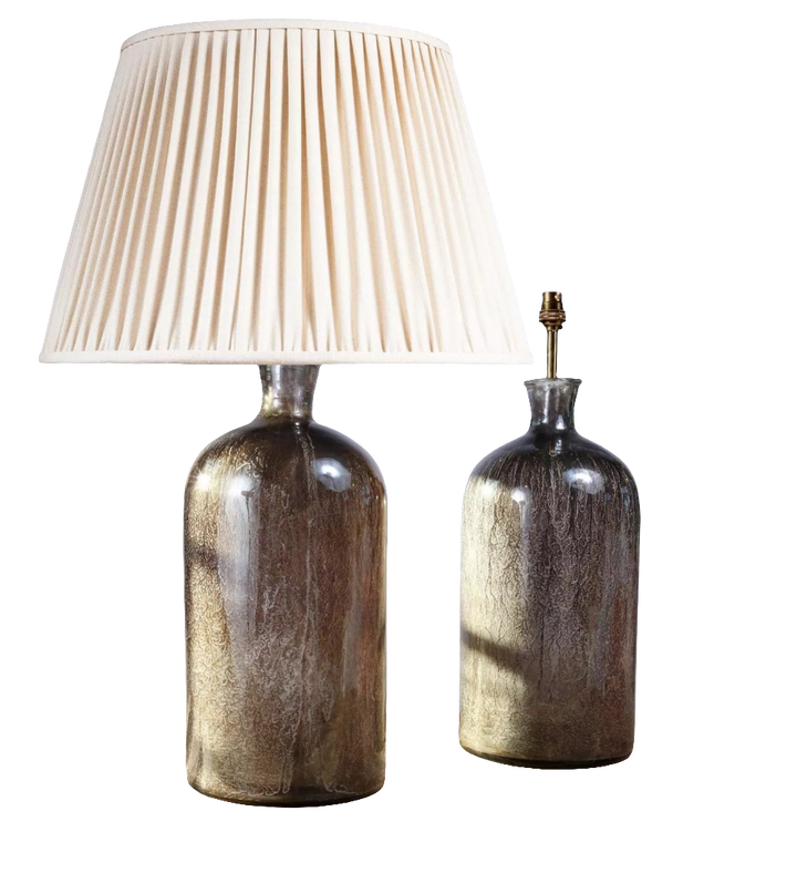 Large pair of decorative Eglomise Glass Jars at table lamps