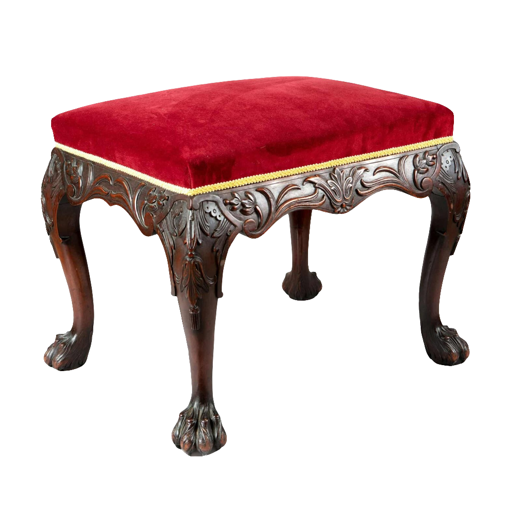19th century carved mahogany George II stool