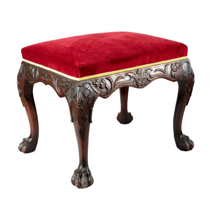 19th century carved mahogany George II stool