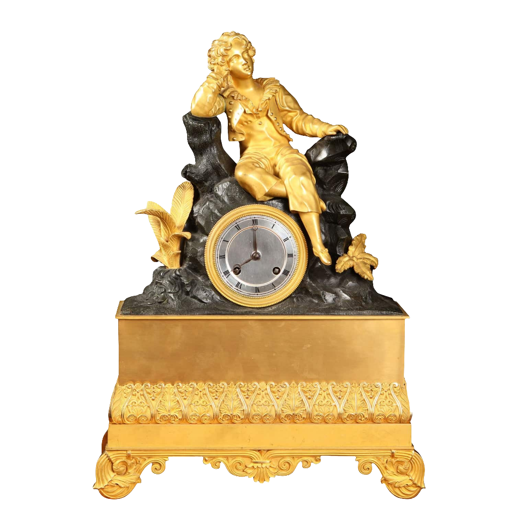 Lord Byron Gilt Bronze Mantel Clock
