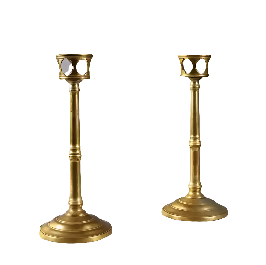 Pair of Spun Brass Candle Stands