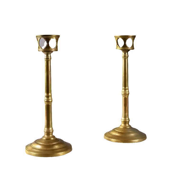 Pair of Spun Brass Candle Stands