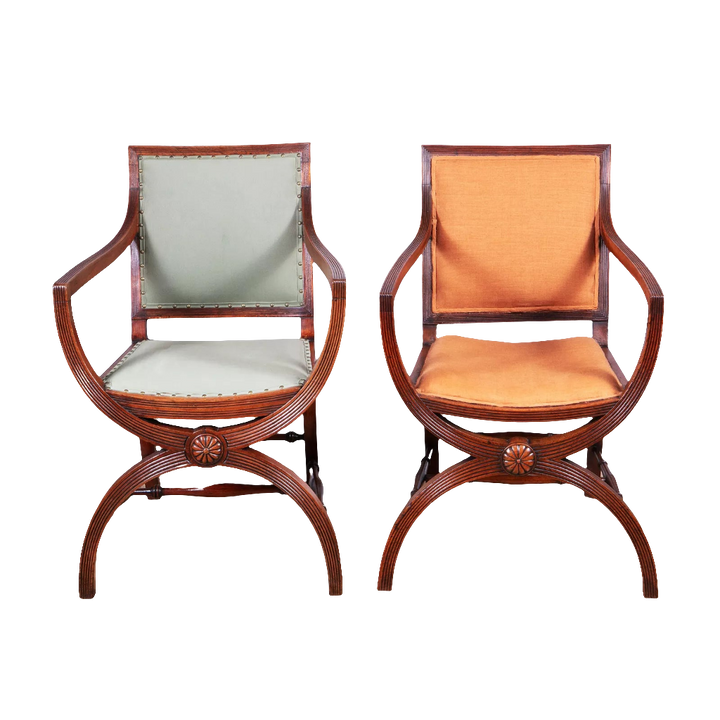 Regency Mahogany X Frame Chairs – A Near Pair