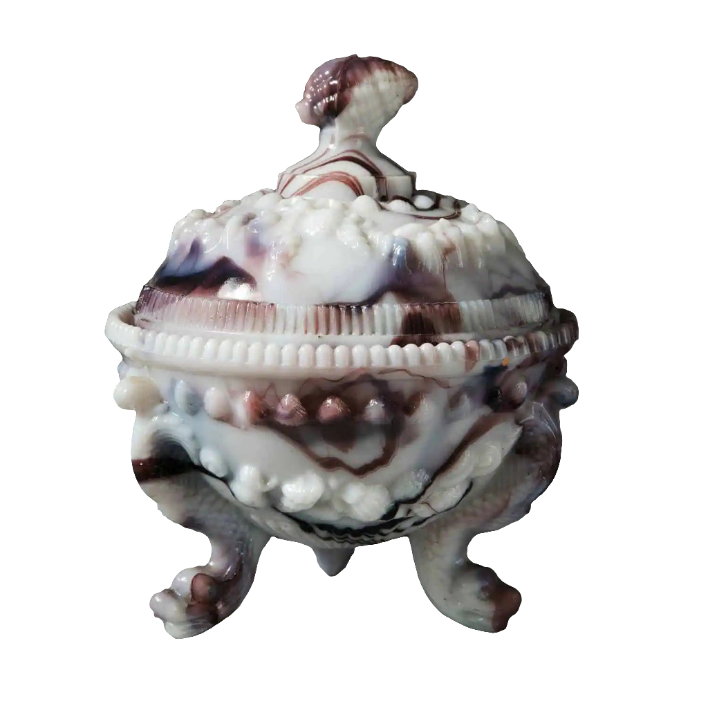 An agate glass sweetmeat dish