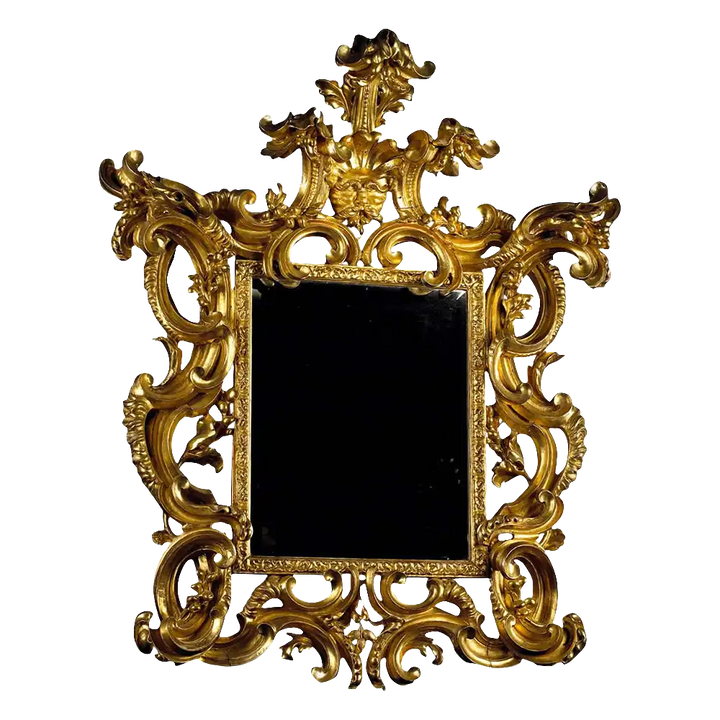 Central Italian 17th-century Baroque giltwood mirror by Nicholas Wells Antiques with ornate carved gilded frame