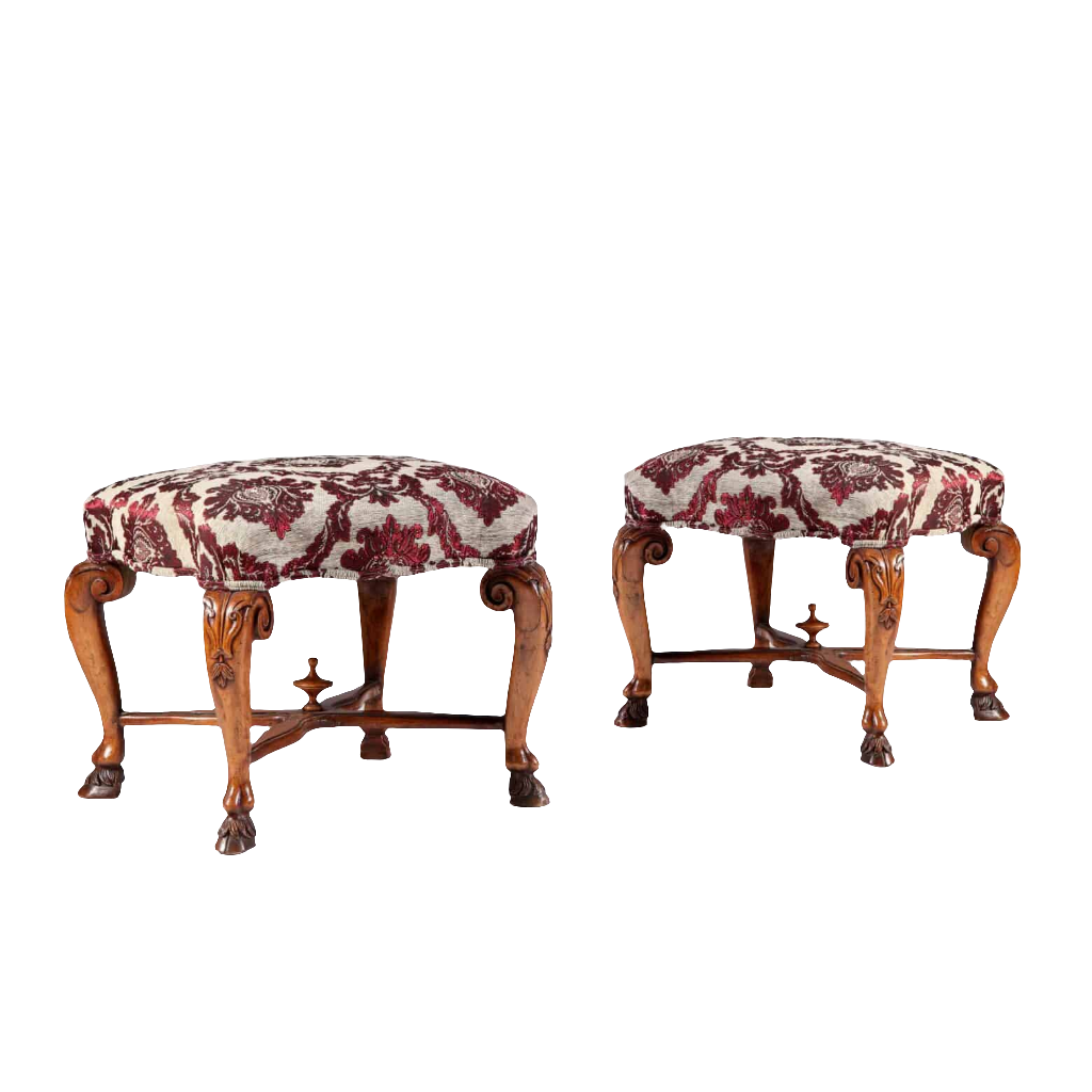 Pair of Large 18th Century Italian Walnut Stools
