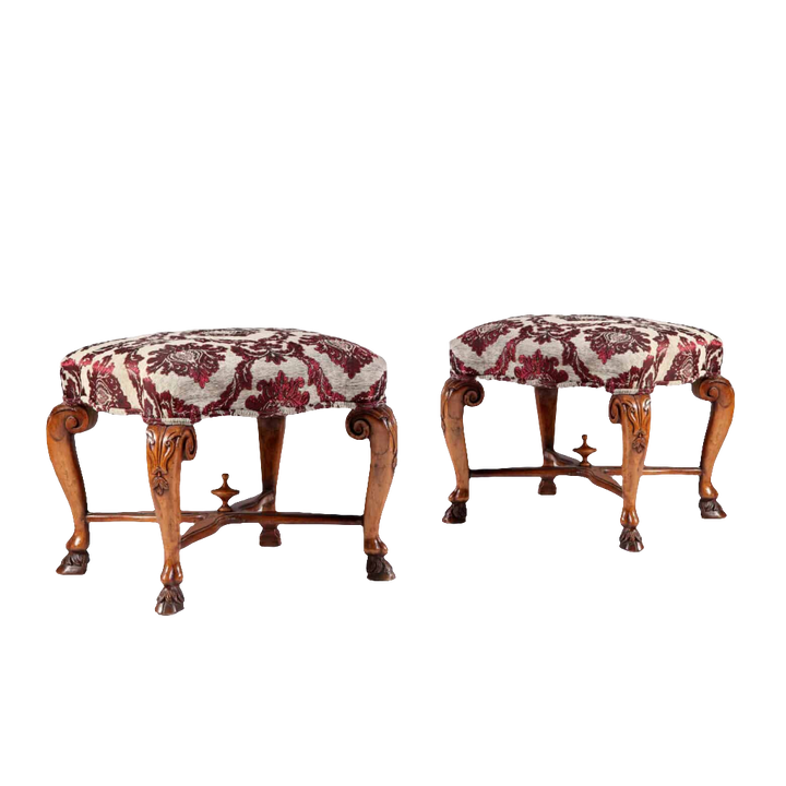 Pair of Large 18th Century Italian Walnut Stools