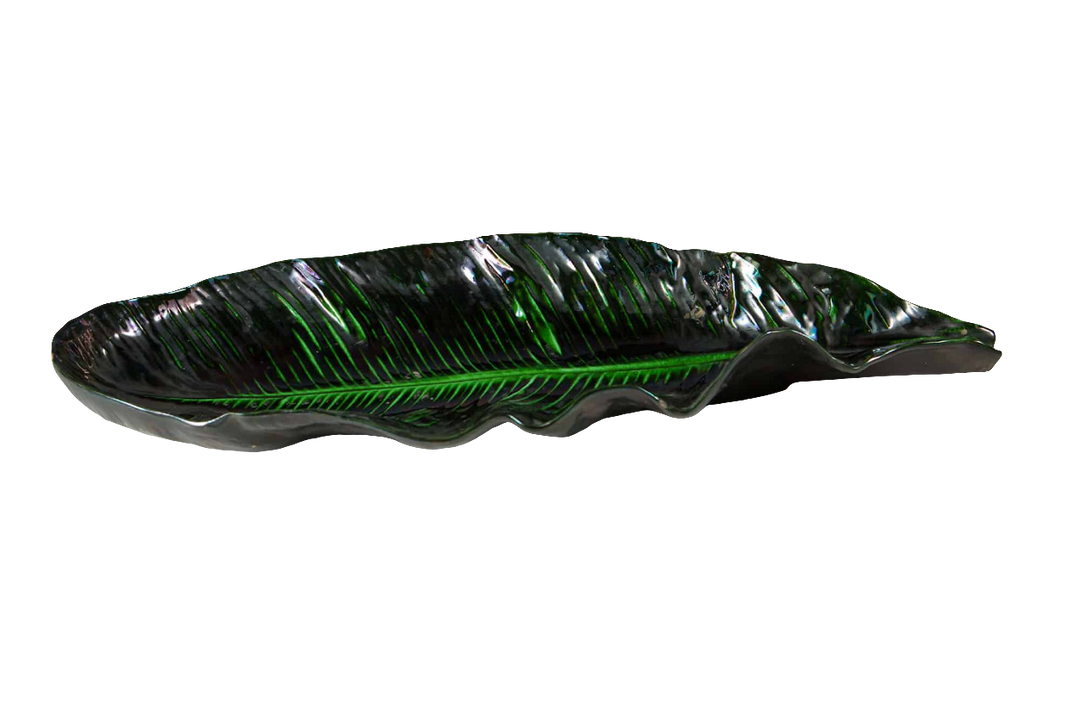 Vivid Green Lustrous Ceramic Banana Leaf
