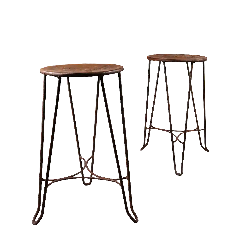 Pair of Vintage Industrial Metal Hairpin Stools