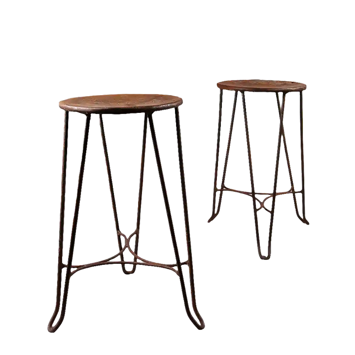 Pair of Vintage Industrial Metal Hairpin Stools